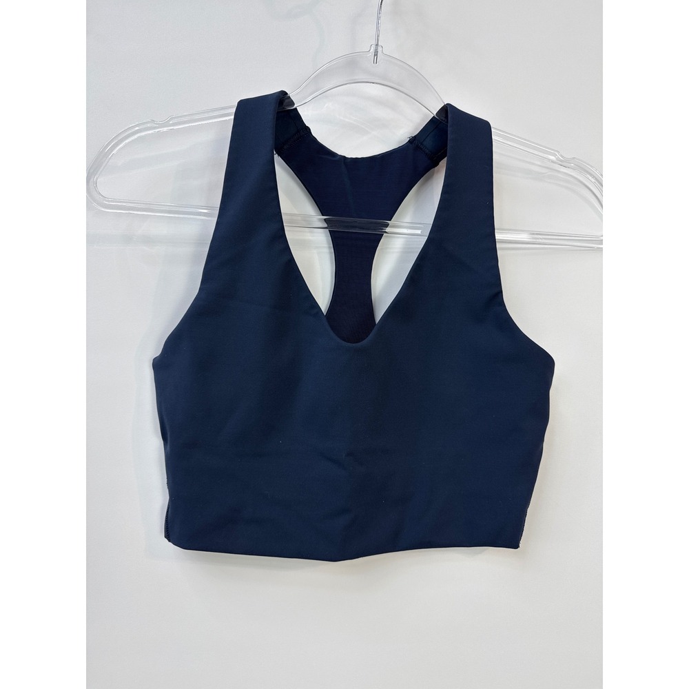 Spanx Core Sports Bra Womens Small Navy Blue Racerback V-Neck Activewear‎